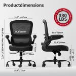 TRALT Ergonomic Office Chair - Desk Chair with justable Lumbar Support Computer Chair - Mesh Comfy Chair with Flip-up Armrests - Gaming Chairs for ults Home Office (Leather, Black)