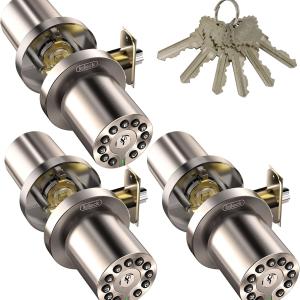 IU-20 Code Door Lock, Electronic Door Knob with Keyp and Same Key, Auto Lock, Waterproof, Passage Function, Long Battery Life, Easy to use and Install for Office/Warehouse/Bedroom/Garage