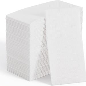 JOLLY CHEF 200 Pack Disposable Paper Napkins, Soft Bathroom Napkins for Guests, 2-Ply White Paper Hand Towels for Halloween, Wedding, Thanksgiving