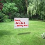 Fastasticdeals Weatherproof Yard Sign Dine-in, Carry-Out & Delivery Orders Red Food Bar Restaurant Lawn Garden 24x18 Inches 1 Side Print