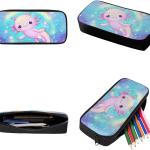 Showudesigns Galaxy Axolotl Backpack for School Aesthetic Kindergarten Elementary Middle School Bag with Lunch Box Pencil Case for Kids Rucksack Cute Animal Rainbow Star