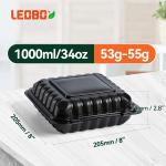 To Go Containers Mineral Filled PP Plastic - 8 Inch 34oz 55 Pack | Shrink Wrap BPA Free Takeout Boxes | Freezer & Microwave Safe for Food Delivery | Sal Breakfast Black Disposable Container