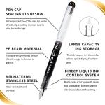 EYEYE Disposable Fountain Pens Fine Point, 8 Pack Black Pens for Writing, Stainless Steel Nib, Smooth Writing for Journaling, Drafting, Sketching, Doodling & Office Supplies
