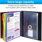HABGP 12 Pocket Plastic folders with Pockets, 6 Colors Multi Pocket Folder Binder with Dividers, Office Organizer Folder Letter Size School Supplies
