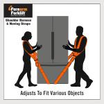 Forearm Forklift Shoulder Harness – Standard - Lift and Move Furniture, appliances, Supports up to 800 lb. Moving Harness Set, 2 Harnesses and 2 Center Straps That are ea 9’4” Long, 1 Pack, Orange