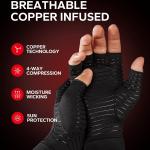 BraceBull Arthritis Gloves (1 Pair), Copper Infused Fingerless Compression Gloves, RSI and Relieve Hand Pain for Women & Men