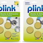 Plink Washer and Dishwasher Freshener and Cleaner, Prevents Residue, Removes Odors in Kitchen and Laundry Room Appliances, Septic-Friendly, Fresh Lemon Scent, 2 Packs of 4 Tablets