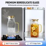 40 oz,1.2Liter Square Glass Pitcher with Lid and Spout, Water Pitchers with Handle for Fridge, Borosilicate Glass Carafe for Hot/Cold Drink, Large Jug for Iced Tea, Coffee, Beverage, Cold