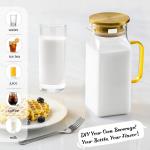 40 oz,1.2Liter Square Glass Pitcher with Lid and Spout, Water Pitchers with Handle for Fridge, Borosilicate Glass Carafe for Hot/Cold Drink, Large Jug for Iced Tea, Coffee, Beverage, Cold