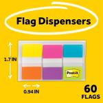 Post-it Flags, 60/On-The-Go Dispenser, .94 in Wide, Alternating Electric Glow Collection (680-EG-ALT)