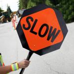 T&R (2 Pack) Large Stop Slow Sign with Handle, 18 x 18 Inches Double Sided Stop/Slow Traffic Sign, Rust Free Aluminum Reflective, Weather Resistant, Waterproof, Fe Resistant, Easy to Mount(Orange)