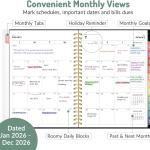 2026 Planner, Forvencer Calendar Planner Weekly and Monthly (Jan 2026-Dec 2026), 6" X 8", Agenda Book, Daily Journal Notebook with Tabs, Flexible Cover, Home School Organizer, A5, Purple