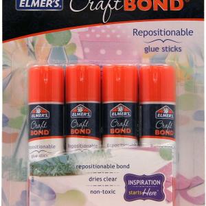 ELMER'S E4020 CraftBond Repositionable Glue Sticks, 4 Sticks per Pack, 6 Grams per Stick, Clear