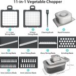 11-in-1 Vegetable Chopper for Kitchen, Food Chopper with Container, Mandoline Slicer Onion Dicer, Veggie Cutter for Fruit Sal Kitchen Ggets Essential Tools (Grey)