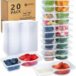 20 Sets Reusable Snack Containers With Lids, Double Compartment Snack Pack Containers, Portion Control, Meal Prep, Ideal For On-The-Go Mini Sauce Boxes & Lunchable Snack Packs For Kids