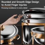 Chafing Dishes for Buffet, 4 Pack 5QT Round Stainless Steel Chafing Dish Set for Home Parties, Christmas Gatherings, Catering Events Complete Buffet Warmer Set (Rose Gold 2)