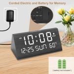 DreamSky Digital Alarm Clocks for Bedrooms - Wooden Desk Clock with Date, Day of Week, USB Port, Temperature, Dimmer for Bedside Table, Living Room, Office, justable Volume, Auto DST, Wood Decor