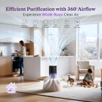 AROEVE Air Purifiers for Bedroom Home, Air Purifier For Smoke Pollen Dander Hair Smell Air Cleaner with Sleep Mode Speed Control For Bedroom Office, MK01- Black(Available for California)
