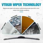 VTOGOI OEM Quality 24''+19'' Premium All-Season Auto Windshield Natural Rubber J-Hook Wiper Bles(Pack of 2)