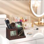 Multifunctional Pen Holder and Organizer for Desk with Wireless Charger, Digital Indoor Thermometer and Humidity Gauge, Home Office Organizers and Storage (Battery Included)