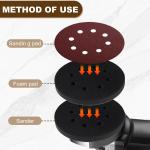 4 Pack Premium Foam Sanding Ps, 5 Inch 8 Holes Hook and Loop Sponge Cushion Buffer Backing P, Professional Sponge Sanding Ps and Soft Density Interface P for Orbital Sander