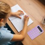 Cute Calculator, Basic Four Function for Teachers Students Basics Office, Small Handheld Calculators, 8 Digit with LCD Display, Sensitive Button, 5.5×3.2 inches Purple