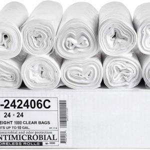 Aluf Plastics High Density Trash Bags, 10 Gallon, 1000 Count, 6 Micron (eq), 24" x 24", Clear, for Bathroom, Office, Industrial, Commercial, Janitorial, Municipal, Recycling