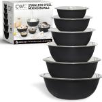 COOK WITH COLOR Stainless Steel Mixing Bowls Set - Nesting Bowls, 6 Pieces, Black