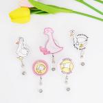 5Pcs Funny Silly Goose Bge Reel, Cute Nurse Bge Reel Retractable ID Clip Accessory for Nurses, Nursing, Doctors, Teachers, Students, Medical Staff Lanyard Supplies Accessories Gifts
