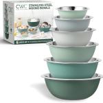 COOK WITH COLOR Stainless Steel Mixing Bowls Set - Nesting Bowls, 6 Pieces, Green