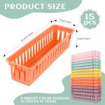 15 Pcs Boho Pencil Holder for Desk Kids Plastic Pen Baskets Tray for Organizing Classroom Storage, Cdy Organizer Fit Student Desk Teacher Office Classroom library School Supplies