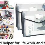 YoeeJob Plastic File Folders Legal Size Expandable Document Folder with Snap Button Closure, A4 Expanding File Wallet Envelopes Pouch with Label Pocket, 2 Packs, Black