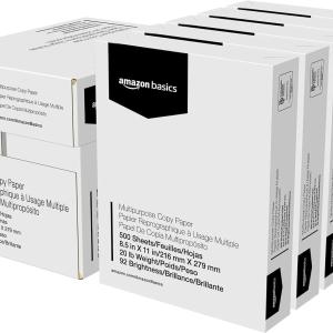 Basics Multipurpose Copy Printer Paper, 20 lb, 8.5 x 11 Inches, 5 Reams (2,500 Sheets), 92 Bright, White