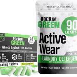 Rockin' Green Laundry Detergent Active Wear 90 Los Unscented (45 Oz) and Washing Machine, Dish Washer and Garbage Disposal Cleaning Tablets (24 Pack) - Natural Laundry Detergent Powder, Odor Fighter