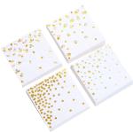 100 PK Gold Napkins - 4 Assorted Designs - 3-Ply Cocktail Napkins Folded 5 x 5 Inches Bar Napkins Disposable Party Napkins Paper Napkins Dinner for Wedding Baby Shower Birthday Gruation 2023