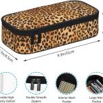 Leopard Print Pencil Case for Girls and Kids Cute Pen Box Pouch Cheetah Print Pencil Bag with Double Zipper, Portable Pencil Pouch for School Office Supplies