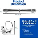 Magnetic 3 Ring Binder Locking Mechanism for Hanging 8.5 x 11 Inch Sheets of Paper – 3 Rings – 1 Inch D Shaped Rings – 5S Visual Aid
