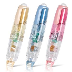 Refillable Retractable White Out Correction Tape,3PCS Pen Shaped Whiteout Set with 360°Rotatable Tip,Easy to Use Cute Whiteout Tape for School Office Supplies
