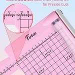 Firbon 12" Guillotine Paper Cutter with Hidden Ruler, Compact Heavy Duty 12-Sheet Capacity Trimmer for Cardstock, Photos, Scrapbooking, Office, Classroom, Studio (Pink)