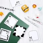 Sabary 18 Pieces Cow Print Stuff, 12 Cow Pens and 300 Sheets Notes with 5 Styles, Black Ink Gel Pens for Birthday Party Back to School Student Gift Women Office School Supplies