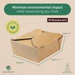 FC Meyer MeyerPak #3 w/ 2-Cell Wing Divider Combo Pack, Leak & Grease Resistant Take Out Boxes, Disposable To Go Food Containers, 7 3⁄4” x 5 1⁄2” x 2 1⁄2“, Kraft, Pack of 50
