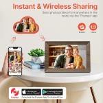 Frameo 10.1" Digital Picture Frame with 32GB Memory Wood WiFi Electronic Photo Frame 1280 x 800 IPS Touch Screen Auto-Rotate Slideshow Wall Mountable Share Photos/Video Remotely Anywhere