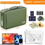 DocSafe Fireproof Document Box with Lock, Hard Case File Organizer with Accordion File Folder, Fireproof Water Resistant Safe Box Home Office Travel Storage for Important Documents Laptop Green