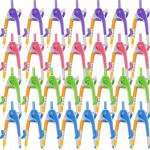 Zonon 60 Pcs Student Math Geometry Compass Tool Classroom Set Bulk 6 Inch Bright Colored Plastic Drawing Compass with Pencils Back to School Supplies for School Home Office