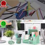 13-in-1 Office Desk Organizer Set with Stapler and Tape Dispenser, Pen Holder, Scissors, Ruler, Hole Punch, 2 Pens & More Desktop Accessories for Back to School Supplies (Green)