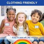 CATIFLIN 405 Pcs Name Tag Stickers 3x2 in, Blank Waterproof Self-hesive Labels, Easy Peel Write-On Tear-Resistant, for Clothing Classroom School Office Parties, White/Blue Border