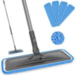 Microfiber Mops for Hardwood Floor Cleaning - BPAWA Flat Floor Mop with 4 Washable Ps for Laminate Wood Tile Vinyl Home Kitchen Bathroom - 59" justable Handle