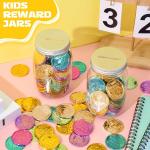 Roowest 306 Pieces Reward Jars for Kids Coin Jar Tokens for Kids Behavior 6 Classroom Reward Jar Plastic Coin Jar 300 Behavior Tokens for Classroom School Teacher Teaching Supplies(16 Oz)