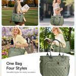 Large Bible Bag with Bible Cover Case for Women, Church Bag with Shoulder Strap, Quilted Bible Cover for Bible Study Supplies, a Christian Gift for Women, Green