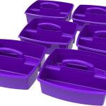 Storex 2-Compartment Large Cdy – Multipurpose Classroom Organizer with Handle, Purple, 6-Pack (00955U06C)